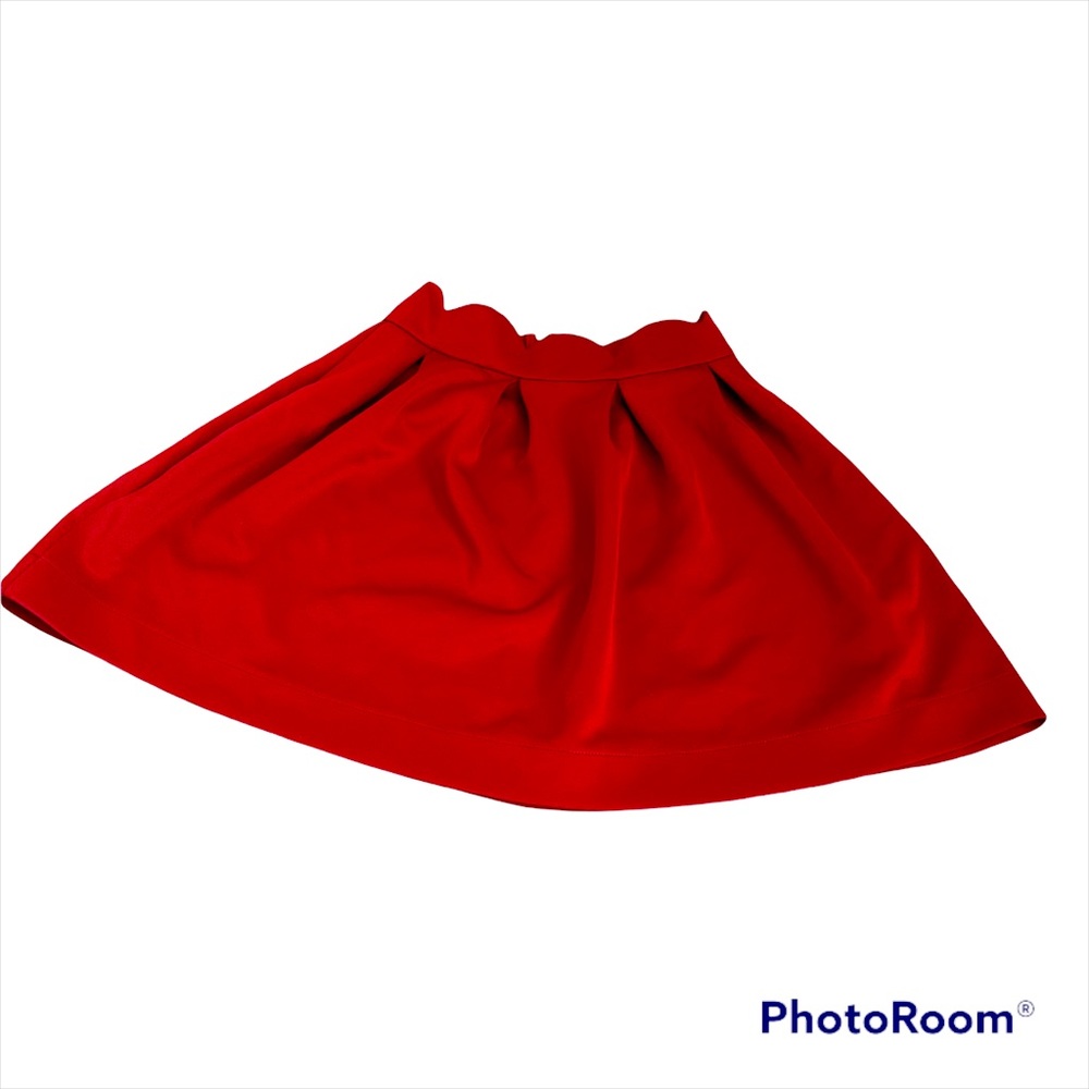 Blue Rair Red scalloped waist tulip skirt